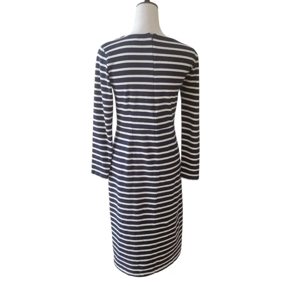 J. Crew Black & White Striped Cotton Midi Length Dress Size 6‎ - Picture 5 of 6